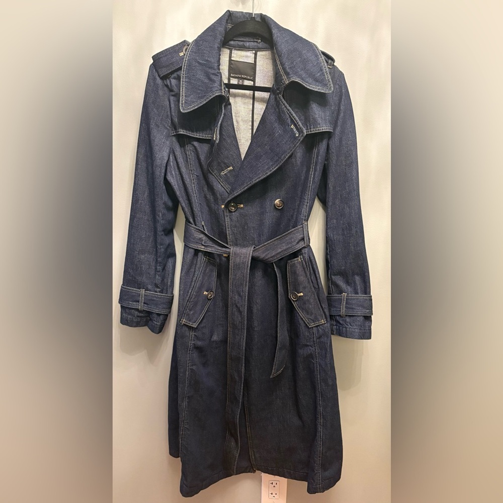 Banana Republic Uma Denim Trench Coat M - Picture 8 of 12